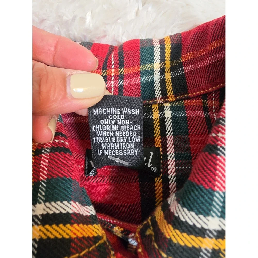 Wet Seal Red Plaid Cropped Belted Jacket  Cotton Tartan Button Up  Sz Junior S